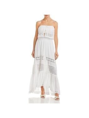 NWT Ramy Brook Kate White Crochet Strapless Blouson Maxi Dress XL Boho Cotton